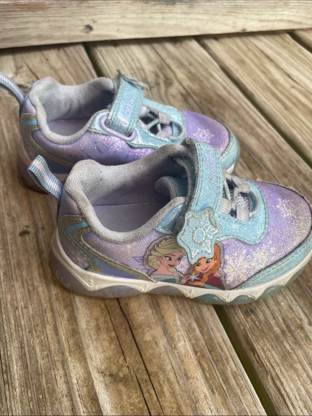 Disney Frozen Elsa Anna Glitter Sneakers Girls Size 6